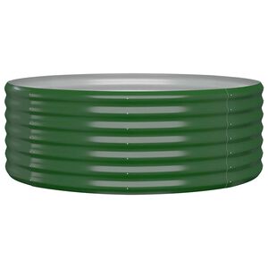 vidaXL Градинска кашпа поцинкована стомана 100x100x36 см зелена
