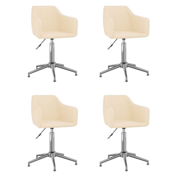 vidaXL Въртящи се трапезни столове, 4 бр, кремави, текстил