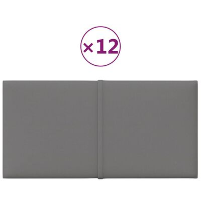 vidaXL Стенни панели, 12 бр, светлосиви, 30x15 см, плат, 0,54 м²