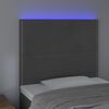 vidaXL LED горна табла за легло, тъмносива, 100x5x118/128 см, кадифе