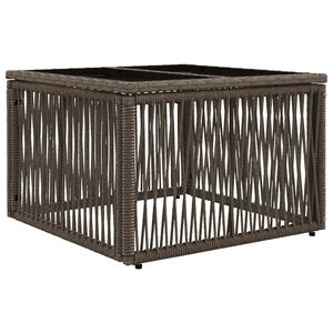 vidaXL Градинска маса Сив и черен 55 x 55 x 37 см PE Ратаново и Стъкло