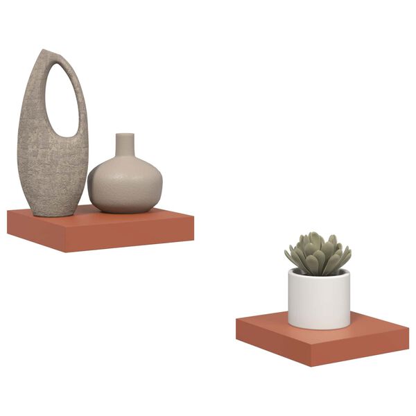 vidaXL Стенен рафт 2 pcs Червено 23 x 23,5 x 4 см Инженерно дърво