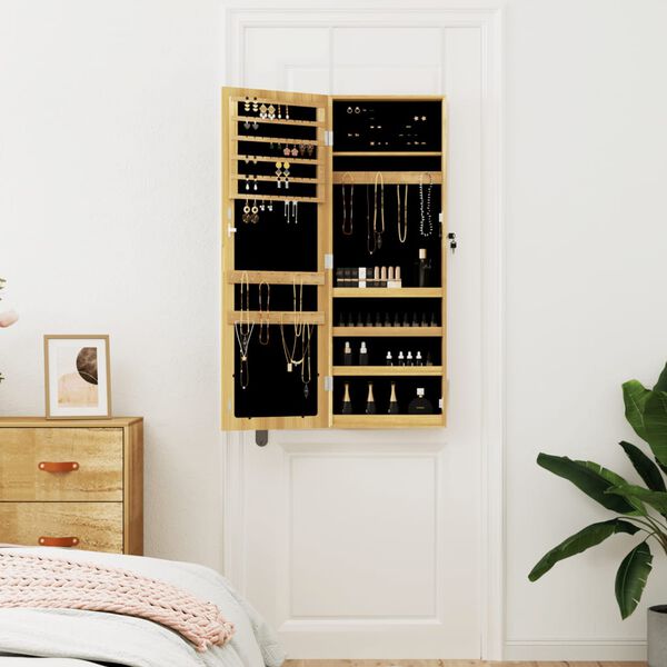 vidaXL Огледален шкаф за бижута, стенен монтаж, 37,5x10x106 см