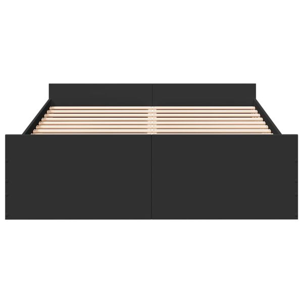 vidaXL Рамка за легло с чекмеджета, черна, 120x190 см, инженерно дърво