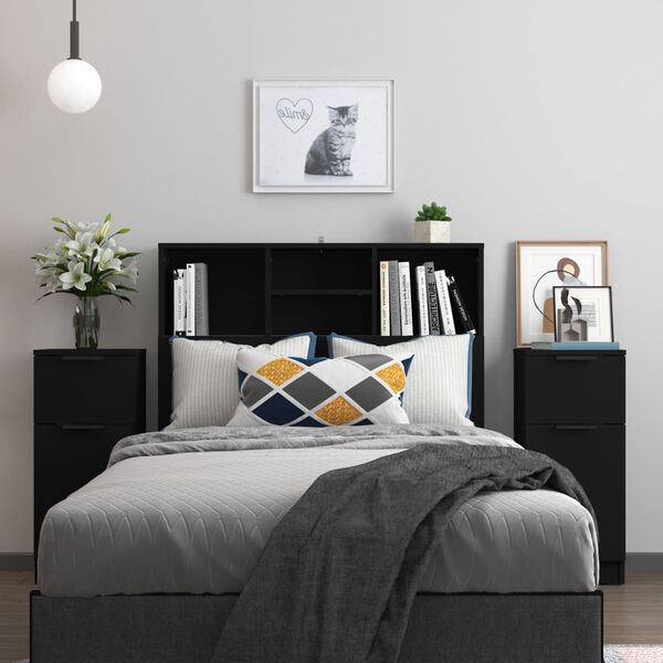 vidaXL Странични шкафове, 2 бр, черни, 30x30x70 см, инженерно дърво