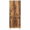 vidaXL Висок шкаф 2 pcs Старо дърво Инженерна дървесина и стъкло