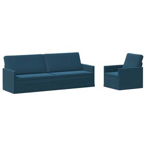 vidaXL Комплект дивани 2 pcs Синьо Кадифе