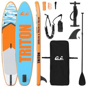 vidaXL Надуваемо борд за стоене TRITON 305 x 76 x 15 cm Синьо за