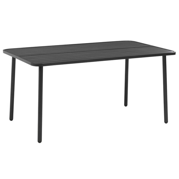 vidaXL Градински трапезен комплект, 7 части, стомана, тъмносив