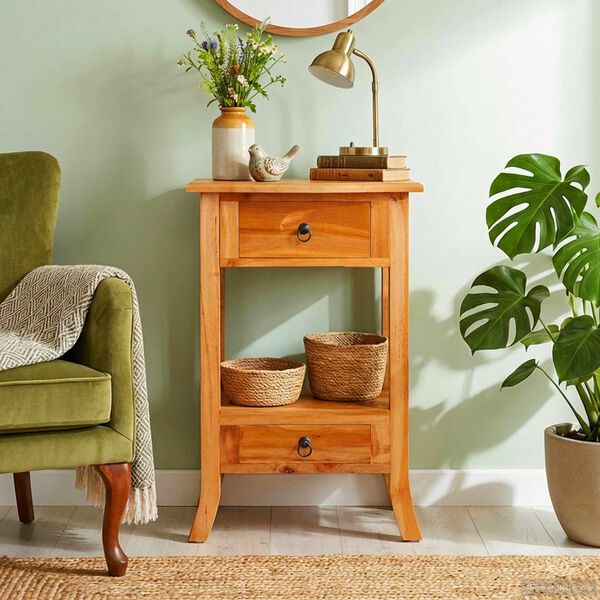 vidaXL Конзолна маса с чекмедже Естествен 50,5 x 30 x 75,5 см