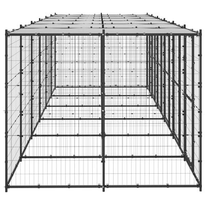 vidaXL Външна стоманена клетка за кучета с покрив 14,52 m²