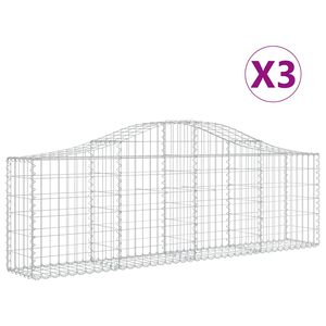 vidaXL Габионни кошници арка 3 бр 200x30x60/80 см поцинковано желязо