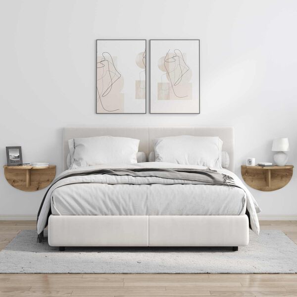 vidaXL Стенен рафт 2 pcs Дъб 48 x 24 x 24 см Инженерно дърво