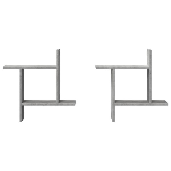 vidaXL Стенни рафтове, 2 бр, бетонно сиви, 50x12x50см, инженерно дърво