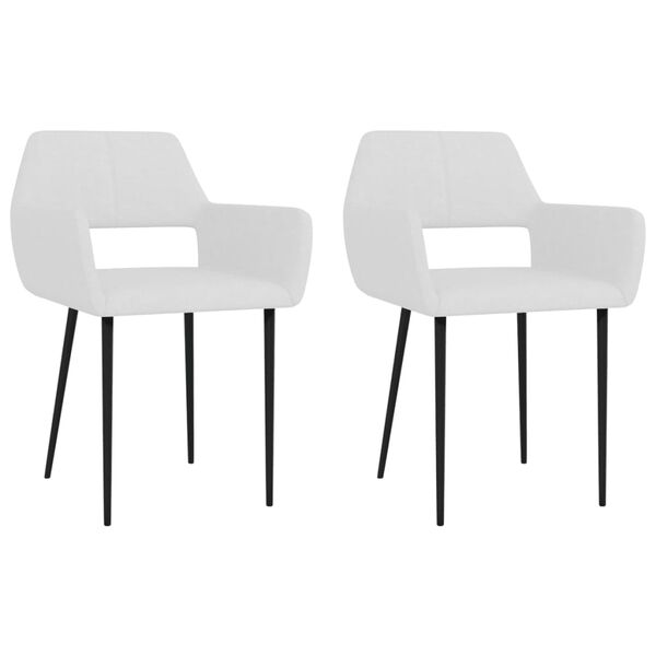 vidaXL Трапезни столове, 2 бр, бели, текстил