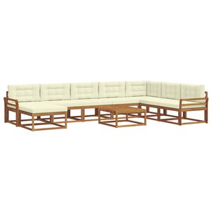 vidaXL Комплект дивани за открито 9 pcs Натурален и Крема
