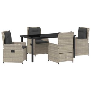 vidaXL Комплект за хранене в градината 5 pcs Светлосиво полиратан