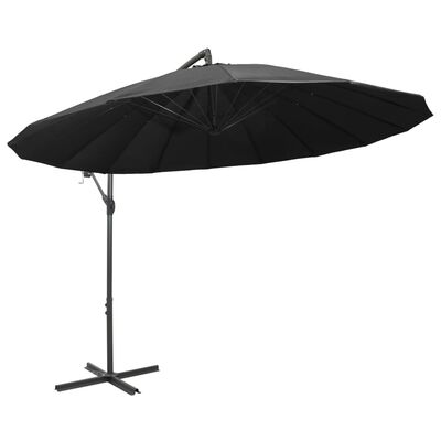 vidaXL Висящ чадър за слънце, антрацит, 3 м, алуминиев прът