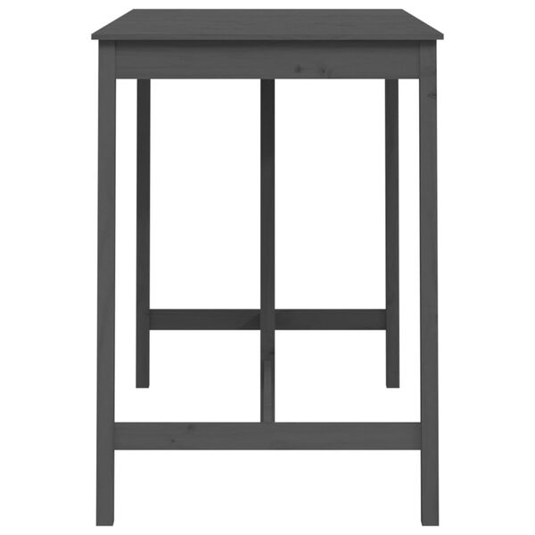 vidaXL Бар маса, сива, 140x80x110 см, борово дърво масив