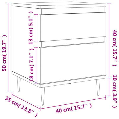 vidaXL Нощни шкафчета 2 бр бетонно сив 40x35x50 см инженерна дървесина