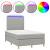 vidaXL Боксспринг легло с матрак и LED, светлосиво, 120x190 см, плат
