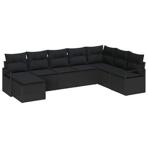 vidaXL Комплект дивани с възглавница 8 pcs Черно полиратан