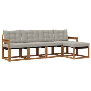 vidaXL Комплект дивани за открито 5 pcs Естествено и светло сиво