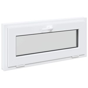 vidaXL Прозорец за мазе RISOR 90 x 40 cm PVC и стъкло Бяло