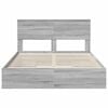 vidaXL Легло с място за съхранение с таблото Сив Сонома 135 x 190 cm