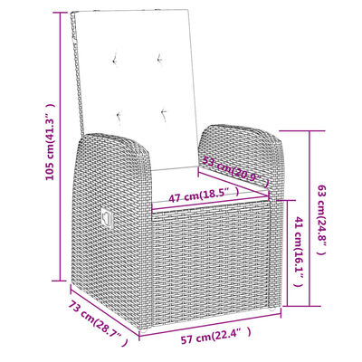vidaXL Градински трапезен комплект от 3 части с възглавници сив