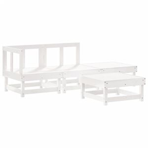 vidaXL Градински лаундж комплект, 4 части, бял, бор масив