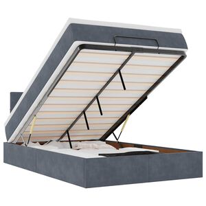 vidaXL Османска легло с матрак и LED, тъмносиво, 120x190 см, кадифе