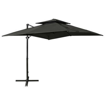 vidaXL Градински чадър чупещо рамо с двоен покрив 250x250 см антрацит