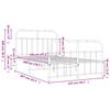 vidaXL Метална рамка за легло с горна и долна табла, бяла, 120x200 см