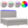 vidaXL Боксспринг легло с матрак и LED, светлосиво, 160x200 см, плат