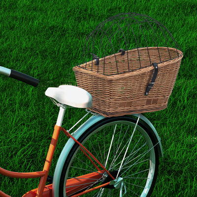 vidaXL Задна кошница за велосипед с капак 55x31x36 см натурална върба