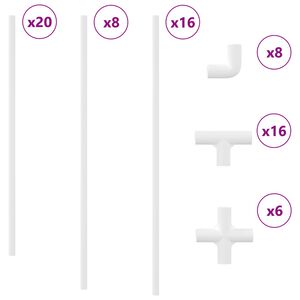vidaXL PVC Тръба 2 pcs Бяло 12,2 x 1,8 x 500 мм PP и PE