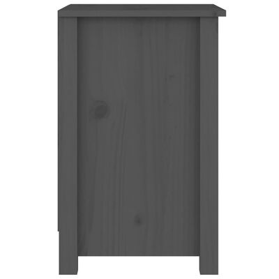 vidaXL Нощно шкафче, сиво, 40x35x55 см, борово дърво масив