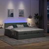 vidaXL Османска легло с матрак и LED, тъмносиво, 200x200 см, плат