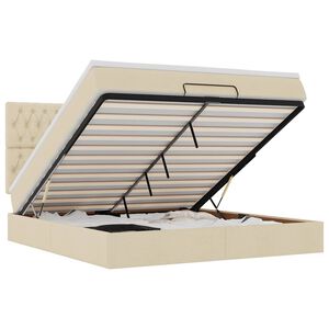 vidaXL Османска легло с матрак, кремаво, 180x200 см, плат