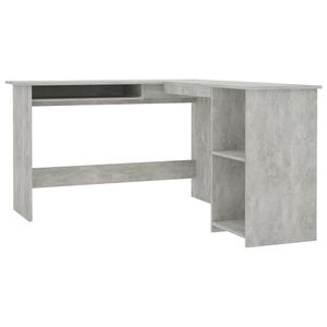 vidaXL Г-образно ъглово бюро бетонно сив 120x140x75 см инженерно дърво
