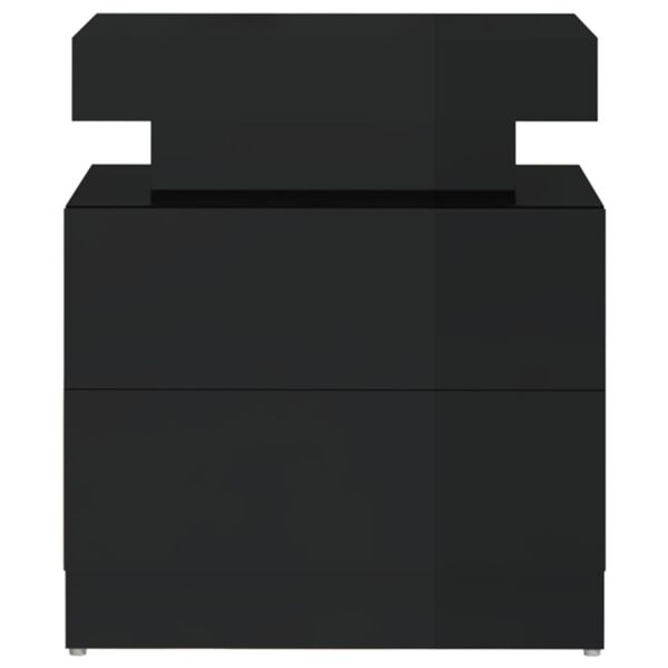 vidaXL Нощно шкафче, черен гланц, 45x35x52 см, инженерно дърво