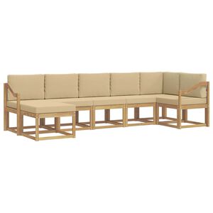 vidaXL Комплект дивани за открито 7 pcs Бяло и Бежово Полиестер