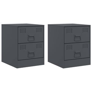 vidaXL Нощни шкафчета, 2 бр, антрацит, 34,5x39х44 см, стомана
