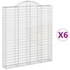 vidaXL Габионни кошници арка 6 бр 200x30x220/240 см поцинковано желязо