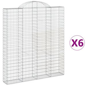 vidaXL Габионни кошници арка 6 бр 200x30x220/240 см поцинковано желязо