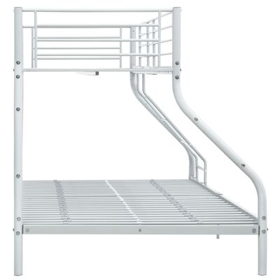 vidaXL Рамка за двуетажно легло, бяла, метал, 140x200 см/90x200 см