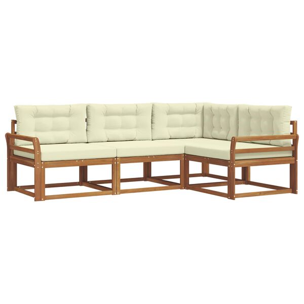 vidaXL Комплект дивани за открито 4 pcs Натурален и Крема