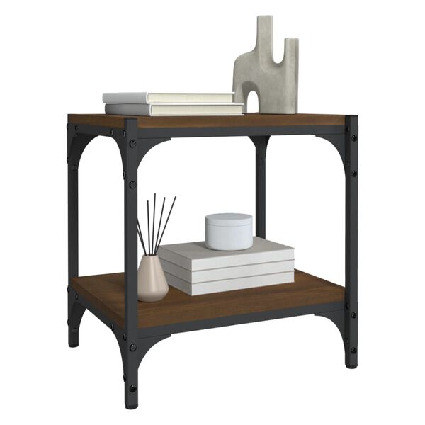 vidaXL ТB шкаф, кафяв дъб, 40x33x41 см, инженерно дърво и стомана