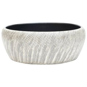 vidaXL Мивка за плот, черно и сиво, кръгла, &Phi;41x14 см, керамика